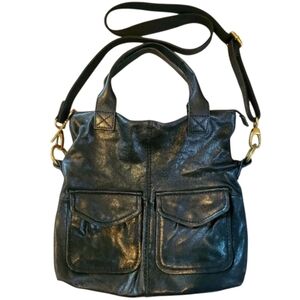 FOSSIL Large Long Live Vintage Modern Cargo leather shoulder crossbody bag purse